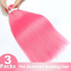 Picture of Braiding Hair Pre Stretched 24 inch 3 Packs Braiding Hair Professional Yaki Synthetic Hot Water Setting, Easy To Install Hair for Braiding (24in,Pink)