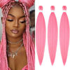 Picture of Braiding Hair Pre Stretched 14 inch 3 Packs Ombre Braiding Hair Professional Yaki Synthetic Hot Water Setting, Easy To Install Hair for Braiding(14in,Pink)