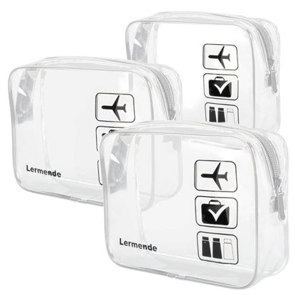 Picture of Lermende 3pcs TSA Approved Toiletry Bag For Women, Travel Toiletry Bag for Men, Airport Carry On Small Clear Toiletry Bag Cosmetic bag For Travel Toiletries - Clear