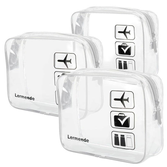 Picture of Lermende 3pcs TSA Approved Toiletry Bag For Women, Travel Toiletry Bag for Men, Airport Carry On Small Clear Toiletry Bag Cosmetic bag For Travel Toiletries - Clear
