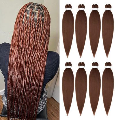 Picture of Ubeleco 8 Packs Pre-stretched Braiding Hair,36 Inch Braiding Hair Professional Soft Yaki Texture,No Itch, Hot Water Setting Hair Extensions for Braids (36in,30)