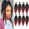 Picture of Ubeleco 8 Packs Pre-stretched Braiding Hair,14 Inch Ombre Braiding Hair Professional Soft Yaki Texture,No Itch, Hot Water Setting Hair Extensions for Braids (14in,1B/900)