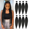 Picture of Braiding Hair Pre Stretched 24 inch 8 Packs Natural Black Easy Braid Synthetic Professional Soft Yaki Texture,No Itch, Hot Water Setting Hair Extensions for Braids (24in,1B#)
