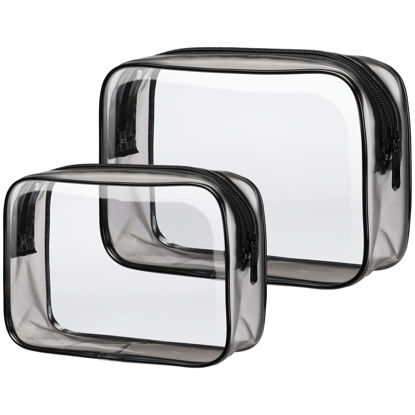 Picture of PACKISM TSA Approved Toiletry Bags - 2 Pack Clear Toiletry Bags Clear Travels Bags for toiletries, Clear Cosmetic Bags with Zipper Carry on Toiletry Bag Airport Airline Compliant Bag, Black
