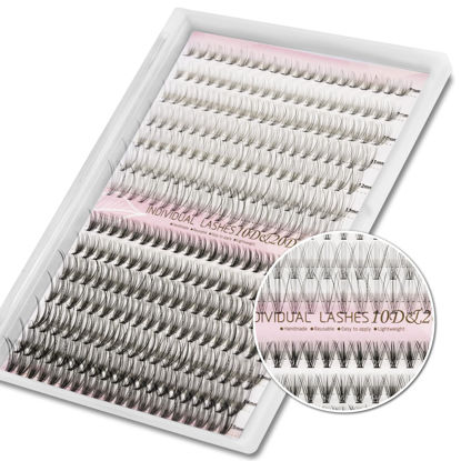 Picture of FinyDreamy 10D+20D Lash Clusters 280pcs Individual Lashes 8-15mm Mix Lengths Volume Cluster Lashes C Curl 0.07mm Thickness eyelash Individual Cluster Lashes And Apply Under Your Lashes(10D+20D 8-15mm)