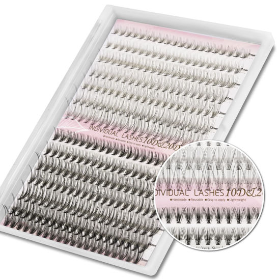 Picture of FinyDreamy 10D+20D Lash Clusters 280pcs Individual Lashes 8-15mm Mix Lengths Volume Cluster Lashes C Curl 0.07mm Thickness eyelash Individual Cluster Lashes And Apply Under Your Lashes(10D+20D 8-15mm)