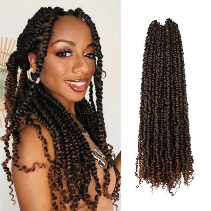 Picture of The BOHOBABE Pre-twisted Passion Twist Crochet Hair 24 Inch Pre-looped Long Crochet Passion Twist Braiding Hair 8 Packs Soft Bohemian Twists (T30)