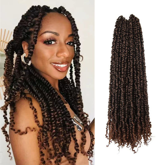 Picture of The BOHOBABE Pre-twisted Passion Twist Crochet Hair 24 Inch Pre-looped Long Crochet Passion Twist Braiding Hair 8 Packs Soft Bohemian Twists (T30)