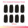 Picture of The BOHOBABE Pre-twisted Passion Twist Crochet Hair 6 Inch Short Pre-looped Crochet Passion Twist Braiding Hair 8 Packs (1#) 1#(Jet Black)