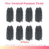Picture of The BOHOBABE Pre-twisted Passion Twist Crochet Hair 6 Inch Short Pre-looped Crochet Passion Twist Braiding Hair 8 Packs (2#) 2#(Off Black)