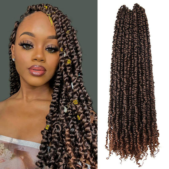 Picture of The BOHOBABE Long Pre-twisted Passion Twist Crochet Hair 30 Inch Pre-looped Long Crochet Passion Twist Braiding Hair 8 Packs Soft Bohemian Twists (T30)