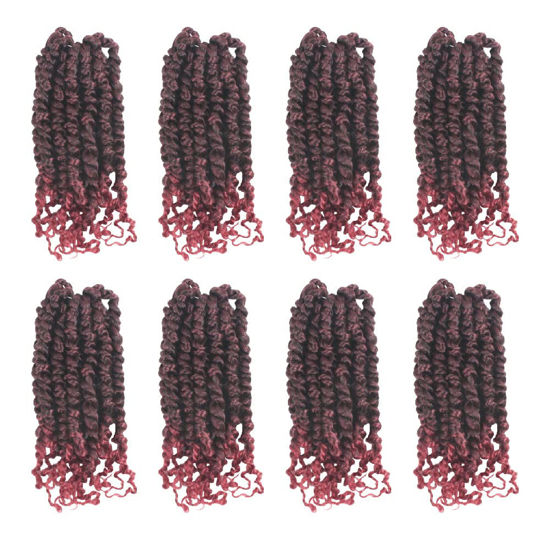 Picture of The BOHOBABE Pre-twisted Passion Twist Crochet Hair 6 Inch Short Pre-looped Crochet Passion Twist Braiding Hair 8 Packs (T118)