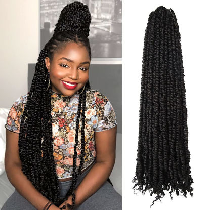 Picture of The BOHOBABE 36 Inch Pre-twisted Passion Twist Hair 8 Packs Super Long Pre-looped Crochet Passion Twist Braiding Hair Soft Bohemian Twists (1#) 1#(Jet Black)