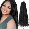 Picture of The BOHOBABE Pre-twisted Passion Twist Crochet Hair 16 Inch Pre-looped Crochet Passion Twist Braiding Hair 8 Packs Soft Bohemian Twists (1#) 1#(Jet Black)