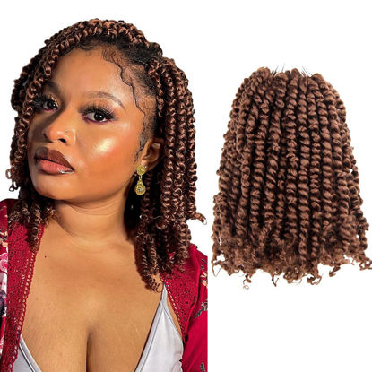 Picture of The BOHOBABE Pre-twisted Passion Twist Crochet Hair 6 Inch Short Pre-looped Crochet Passion Twist Braiding Hair 8 Packs (30#)