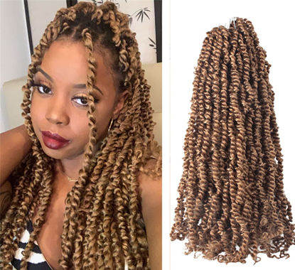 Picture of The BOHOBABE Pre-twisted Passion Twist Crochet Hair 20 Inch Long Pre-looped Crochet Passion Twist Braiding Hair 8 Packs Soft Bohemian Twists (27#)