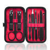 Picture of HANTEKAS Manicure Set 9 in 1 Stainless Steel, Nail Clippers Scissors Pedicure Tools Kit - Portable Travel Grooming Kit for Men and Women with Black/Red Leather Case (Red)