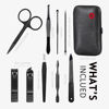 Picture of HANTEKAS Manicure Set 9 in 1 Stainless Steel, Nail Clippers Scissors Pedicure Tools Kit - Portable Travel Grooming Kit for Men and Women with Black/Red Leather Case (Red)