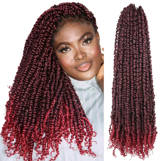 Picture of The BOHOBABE Pre-twisted Passion Twist Crochet Hair 24 Inch Pre-looped Long Crochet Passion Twist Braiding Hair 8 Packs Soft Bohemian Twists (T118)