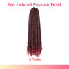 Picture of The BOHOBABE Pre-twisted Passion Twist Crochet Hair 24 Inch Pre-looped Long Crochet Passion Twist Braiding Hair 8 Packs Soft Bohemian Twists (T118)