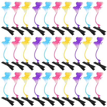 Picture of 30 Pcs Bean Sprout Hair Clips Mixed Style Plant Hairpins Flower Plant Hair Clip Little Grass Barrette Butterfly Headwear Hair Accessories for Women Girl School Home Party Christmas (Butterfly)