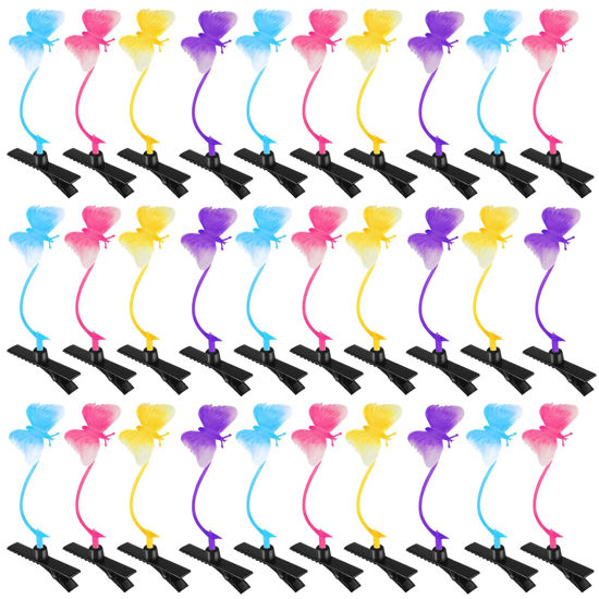 Picture of 30 Pcs Bean Sprout Hair Clips Mixed Style Plant Hairpins Flower Plant Hair Clip Little Grass Barrette Butterfly Headwear Hair Accessories for Women Girl School Home Party Christmas (Butterfly)