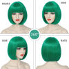 Picture of YBYMCAI Green Bob Wig With Bangs Short Dark Green Bob Wigs For Women Straight Bob Bangs Wig 10 Inch Heat Resistant Synthetic Hair Natural Looking For Daily Party Use