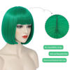 Picture of YBYMCAI Green Bob Wig With Bangs Short Dark Green Bob Wigs For Women Straight Bob Bangs Wig 10 Inch Heat Resistant Synthetic Hair Natural Looking For Daily Party Use