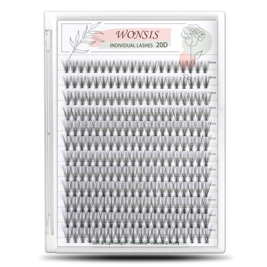 Picture of 20D Lash Clusters, Individual Lashes, 240 Pcs 20D Individual Lash Extensions, Volume Soft Lightweight Reusable DIY Eyelash Extensions, Thickness 0.07mm C Curl False Eyelashes 10/11/12/13/14mm