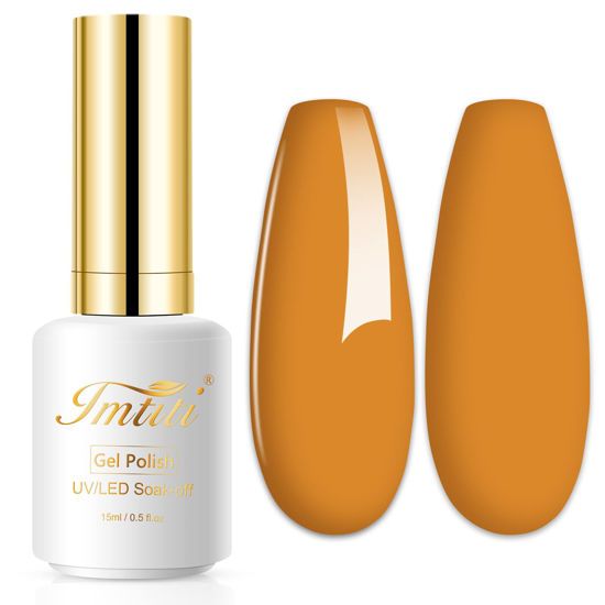 Picture of Imtiti Gel Nail Polish, 1 Pcs 0.5 Fl Oz Orange Yellow Gel Polish Soak Off LED U V Nail Gel Polish Neutral Gel Nail Polish DIY Nail Art Starter Manicure Salon Gel Nail Kit for Women Girls