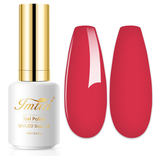 Picture of Imtiti Gel Nail Polish, 15ML Crimson Red Gel Polish Soak Off LED UV Nail Gel Polish Autumn Winter Nail Polish DIY Nail Art Manicure Salon Gel Nail Kit for Women Girls