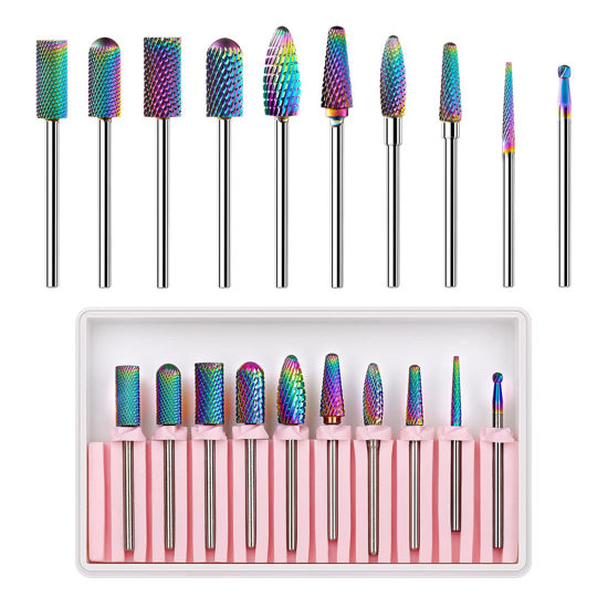 Picture of Makartt Nail Drill Bits Set:10Pcs Dimond Tungsten Carbide Nails Bits,3/32 Inch for Acrylic Gel Nails Cuticle Tools,Remove Acrylic Poly Nail Gel Nail Polish B-36,Bit Kit Manicure Pedicure Home Salon