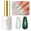 Picture of Imtiti Pearl Gel Nail Polish, 0.5 Fl Oz Green Transparent Shell Shimmer Nail Gel Polish Mermaid Nail Drawing Gel Polish Iridescent Pearlescent Spring Summer Nail Polish Soak Off Led UV