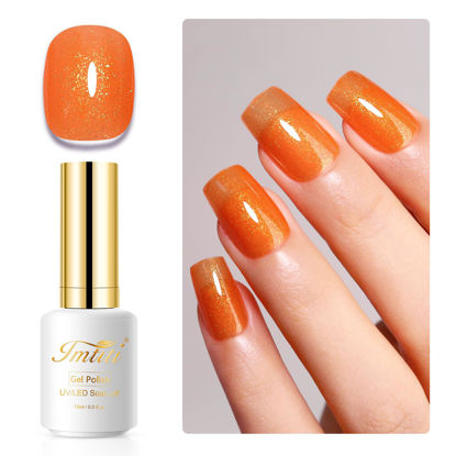 Picture of Imtiti Glitter Gel Nail Polish, 0.5 Fl Oz Orange Glitter Gel Polish Soak Off LED UV Shimmer Sparkle Nail Gel Polish DIY Nail Art Starter Manicure Salon Gel Nail Polish Kit
