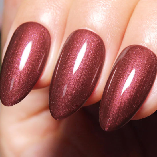 Picture of Imtiti Pearl Gel Nail Polish,0.5 Fl Oz Copper Red Glitter Drawing Gel Polish Shell Thread Shimmer Mermaid Nail Gel Polish Soak Off UV LED for Home DIY Nail Art Manicure Salon