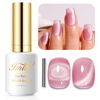 Picture of Imtiti Cat Eye Gel Nail Polish, 15ml Jelly Pink Glitter Cat Eye Gel Polish With Magnet Magnetic Gel Nail Polish Crystal Holographic Galaxy Sparkly Soak Off UV Led Manicure Nail Salon Kit