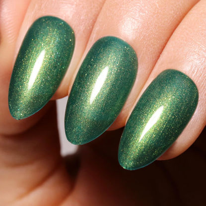Picture of Imtiti Pearl Gel Nail Polish,0.5 Fl Oz Metallic Green Glitter Drawing Gel Polish Shell Thread Shimmer Mermaid Nail Gel Polish Soak Off UV LED for Home DIY Nail Art Manicure Salon
