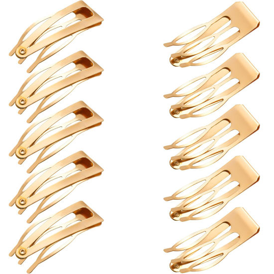 Picture of Chinco 24 Pieces Double Grip Hair Clips Metal Snap Hair Clips Women Hair Barrettes for Hair Making, Salon Supplies (KC Gold, 2 Inch)