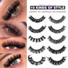 Picture of 10Pairs 3d Russian Strip Lashes, D Curl Lash Strips, 15mm Strip Lashes that Look Like Extensions, Natural False Lashes Mink, Wispy Fake Lashes（D Curl mix 10paris)