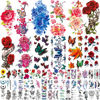 Picture of 82 Sheets Flowers Temporary Tattoos Stickers, Roses, Butterflies and Multi-Colored Mixed Style Body Art Temporary Tattoos for Women, Girls or Kids