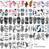 Picture of 80 Sheets Temporary Tattoos Stickers, Fake Body Arm Chest Shoulder Tattoos for Men and Women, Halloween Temporary Tattoos Black Fake Skull Skeleton Tattoos for Halloween Cosplay