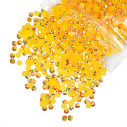 Picture of qiipii 5300PCS 3mm Orange Yellow AB Resin Rhinestones Bulk Dark Yellow AB Flatback Jelly Resin Stones SS10 Diamonds Gems Charms Supplies for Nails Face Eyes Makeup Tumblers DIY Crafts Shoes Clothes