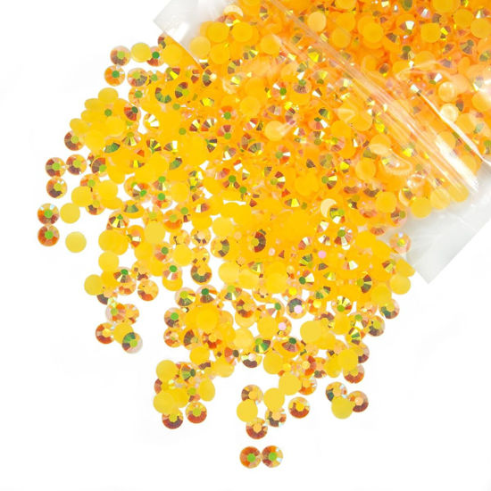 Picture of qiipii 5300PCS 3mm Orange Yellow AB Resin Rhinestones Bulk Dark Yellow AB Flatback Jelly Resin Stones SS10 Diamonds Gems Charms Supplies for Nails Face Eyes Makeup Tumblers DIY Crafts Shoes Clothes