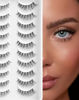 Picture of Fake Eyelashes Natural Lashes False Lashes Pack Fake Lashes Mink Lashes Fluffy Natural Eyelashes 10 Pairs 14mm White Rose