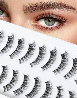 Picture of False Lashes Natural Lashes Wispy False Eyelashes Natural Eyelashes Fake Eyelashes Fake Lashes Pack 10 Pairs 12mm Calla Lily