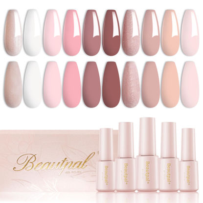 Picture of Beautpal Gel Nail Polish Set- 10 Colors Nude Gel Polish All Seasons Skin Tones Pink Neutral Shimmer Gel Polish Kit, Soak Off LED Gel Nail Kit Manicure DIY Home