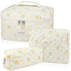 Picture of Makeup Bag Set, Quilted Makeup Bag, Large Floral Cosmetic Bag for Women, Cute Cotton Makeup Bag, Flower Travel Toiletry Organizer Bag (Yellow Daylily)