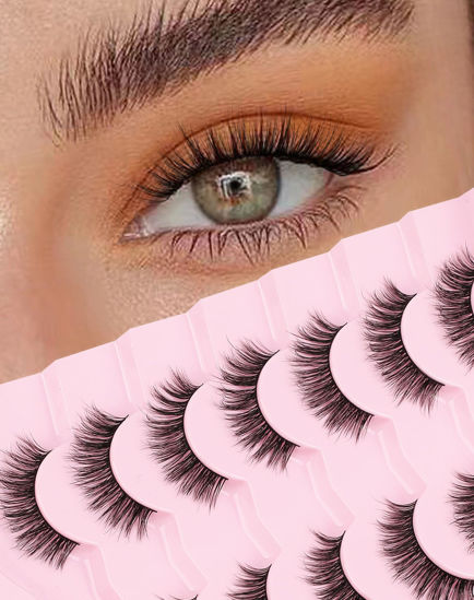 Picture of Natural Lashes Mink Natural Eyelashes False Eyelashes Natural Look False Lashes Wispy Eye Lashes Cat Eyelashes Fake Lashes KD01