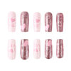 Picture of RUOKEXIN Valentine Press on Nails Medium Square Fake Nails Pink False Nails with Heart Designs Glitter Full Cover Glue on Nails Sparkly Artificial Nails Cute Stick on Nails for Women 24Pcs