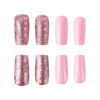 Picture of RUOKEXIN Valentine Press on Nails Medium Square Fake Nails Pink False Nails with Heart Designs Glitter Full Cover Glue on Nails Sparkly Artificial Nails Cute Stick on Nails for Women 24Pcs